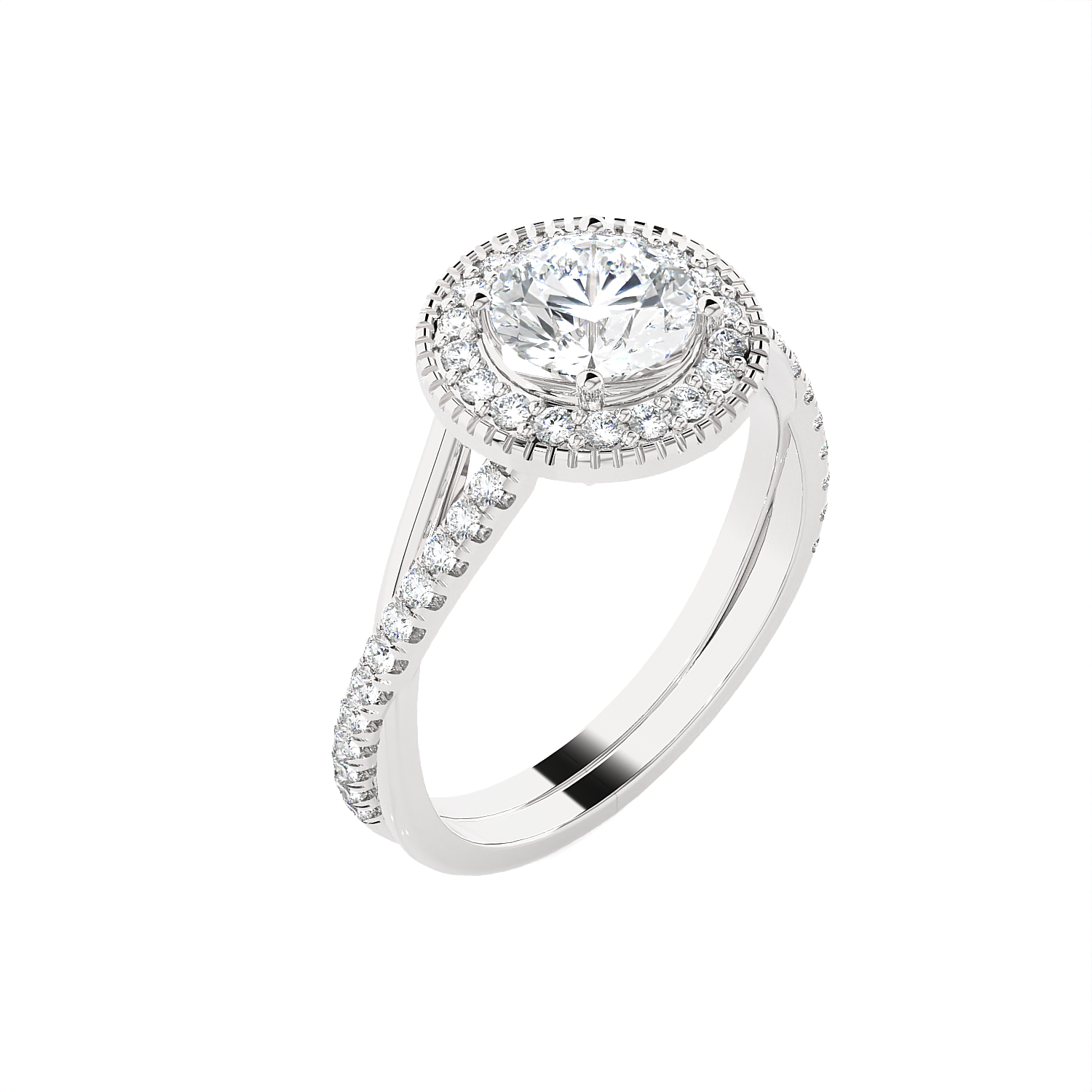 Round Lab Grown Diamond Halo Engagement Ring