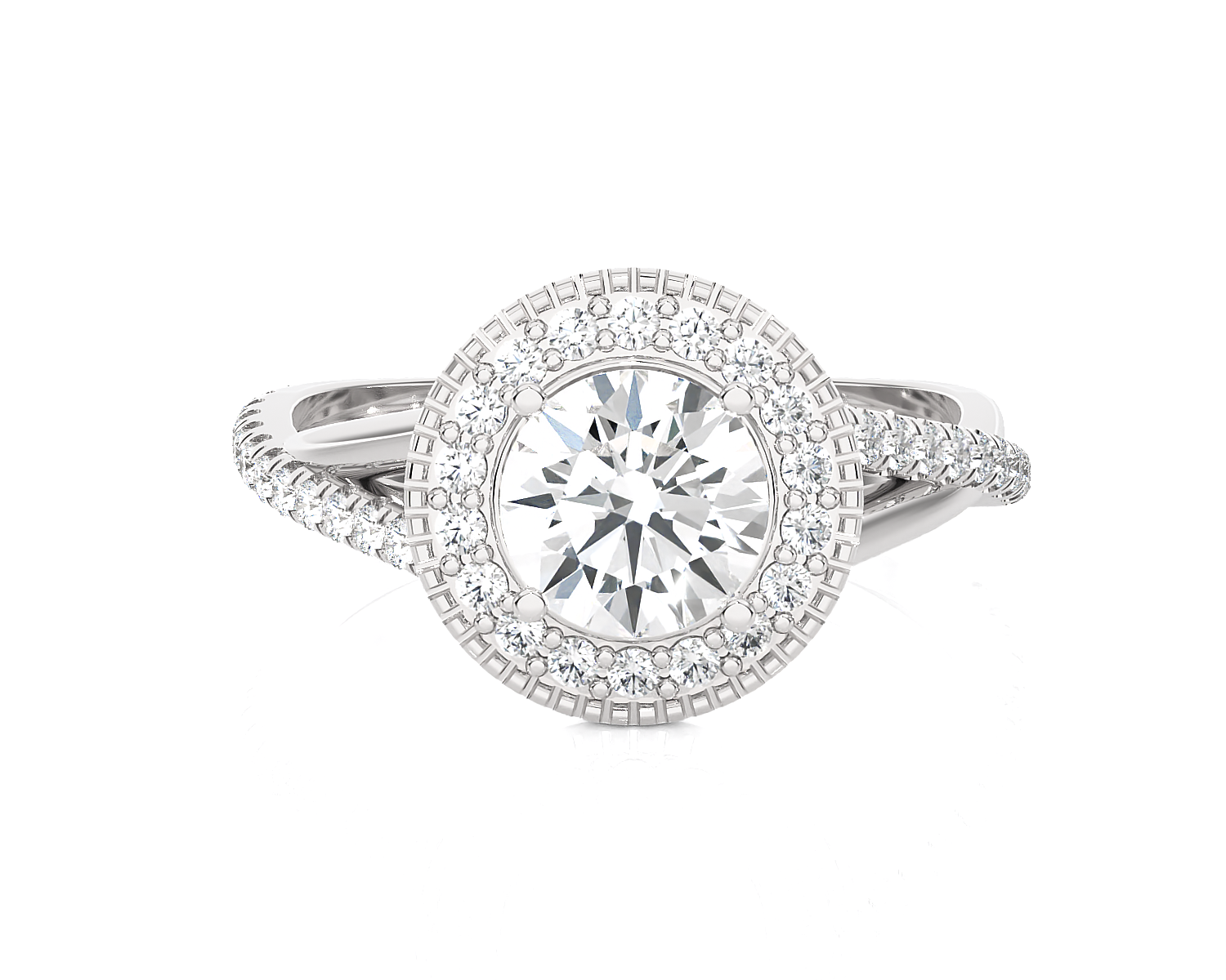 Round Lab Grown Diamond Halo Engagement Ring