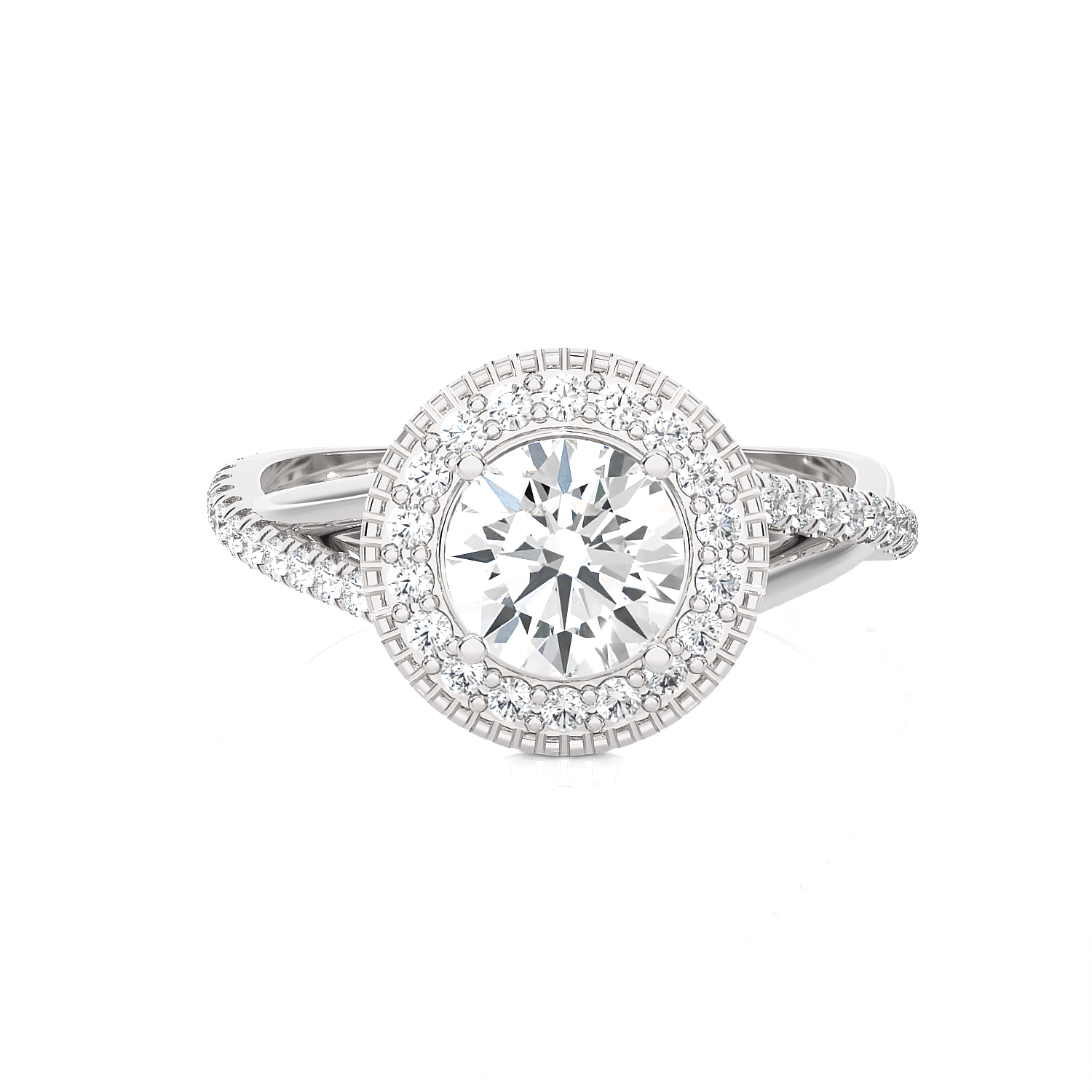 Round Lab Grown Diamond Halo Engagement Ring