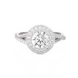Round Lab Grown Diamond Halo Engagement Ring