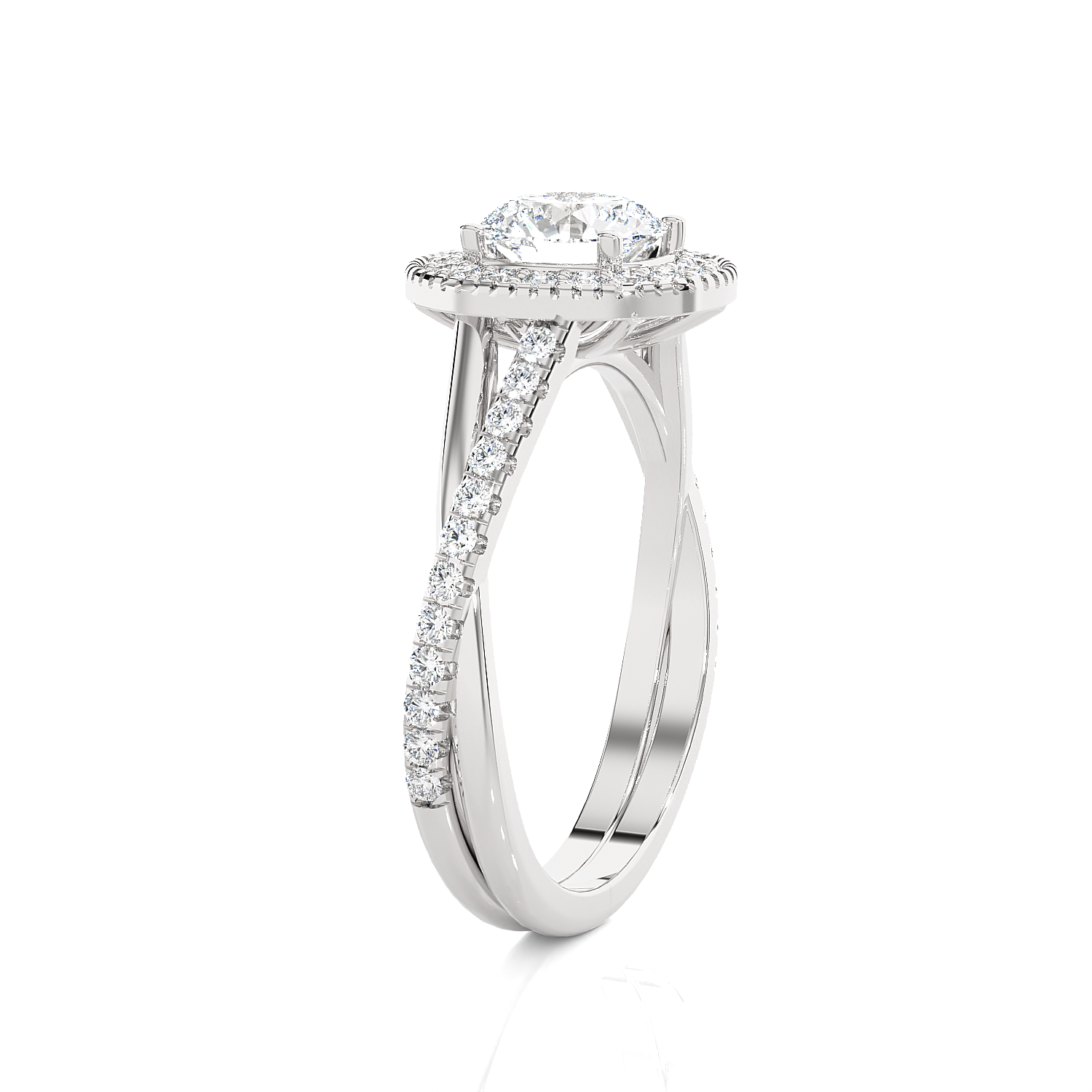 Round Lab Grown Diamond Halo Engagement Ring