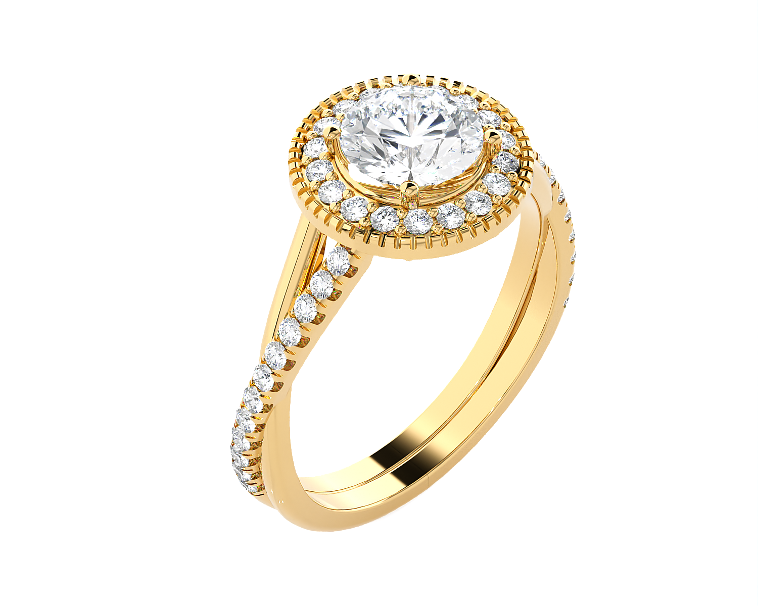 Round Lab Grown Diamond Halo Engagement Ring