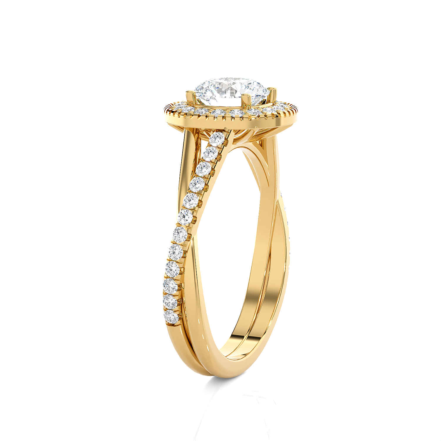 Round Lab Grown Diamond Halo Engagement Ring