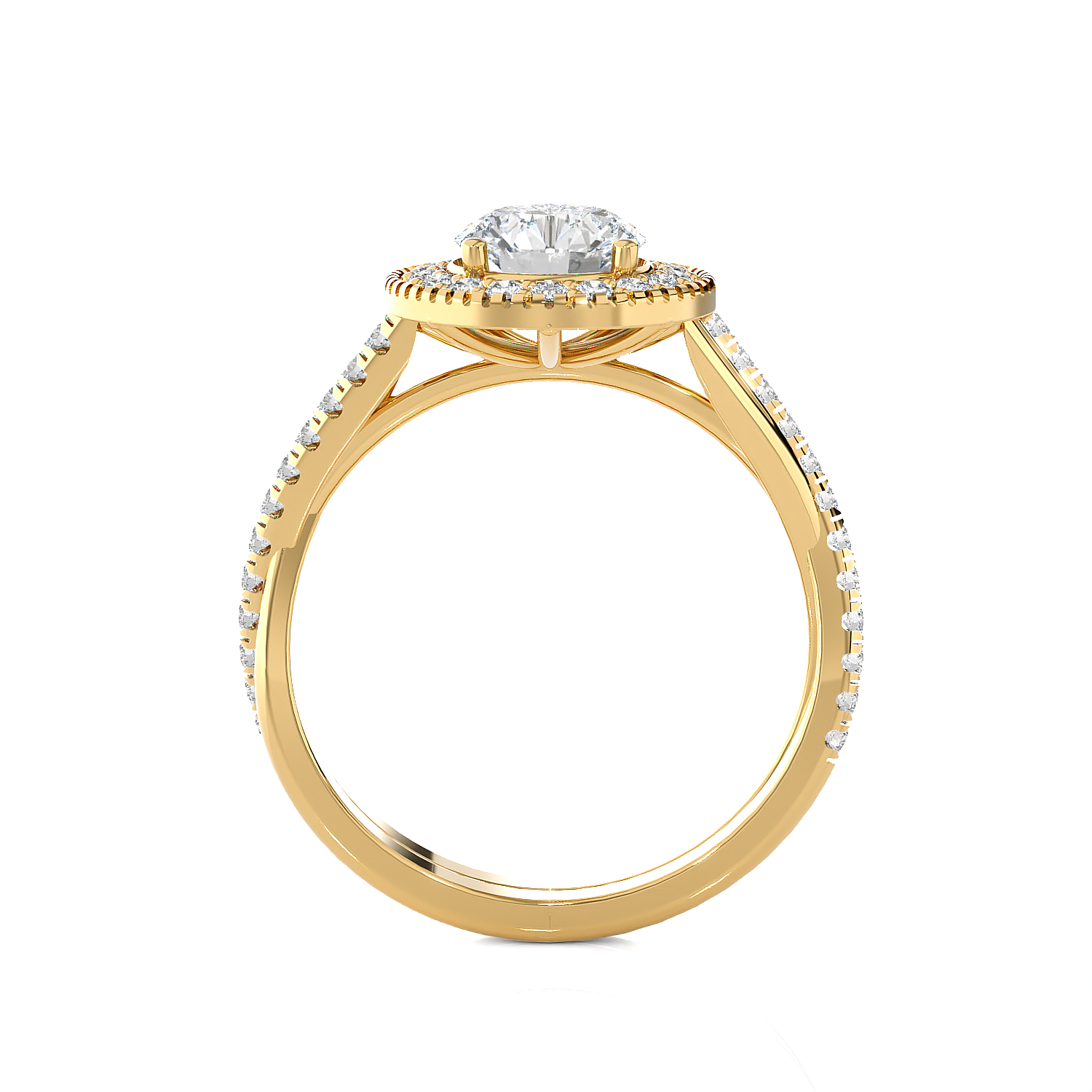 Round Lab Grown Diamond Halo Engagement Ring