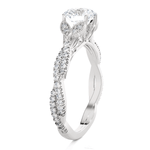 Round Lab Grown Diamond Side Stone Engagement Ring