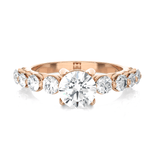 Round Lab Grown Diamond Side Stone Engagement Ring