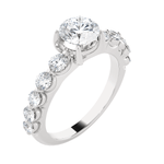 Round Lab Grown Diamond Side Stone Engagement Ring