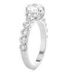 Round Lab Grown Diamond Side Stone Engagement Ring