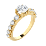 Round Lab Grown Diamond Side Stone Engagement Ring