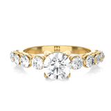 Round Lab Grown Diamond Side Stone Engagement Ring