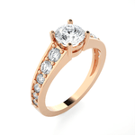 Round Lab Grown Diamond Side Stone Engagement Ring