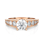 Round Lab Grown Diamond Side Stone Engagement Ring