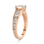 Round Lab Grown Diamond Side Stone Engagement Ring