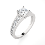 Round Lab Grown Diamond Side Stone Engagement Ring