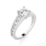 Round Lab Grown Diamond Side Stone Engagement Ring