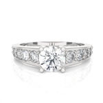 Round Lab Grown Diamond Side Stone Engagement Ring