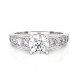 Round Lab Grown Diamond Side Stone Engagement Ring