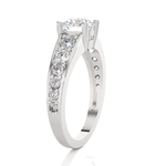 Round Lab Grown Diamond Side Stone Engagement Ring