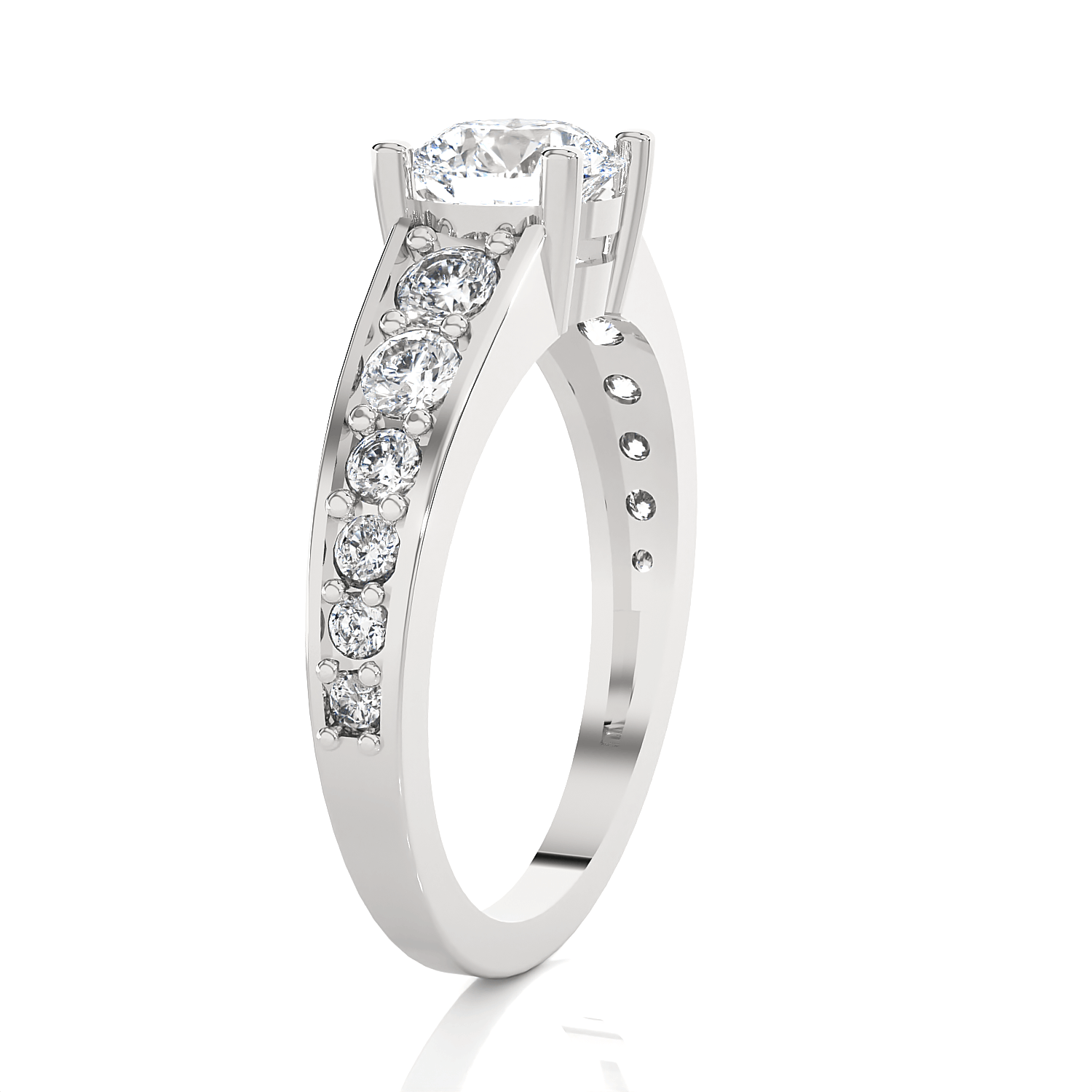 Round Lab Grown Diamond Side Stone Engagement Ring