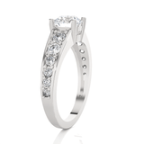Round Lab Grown Diamond Side Stone Engagement Ring