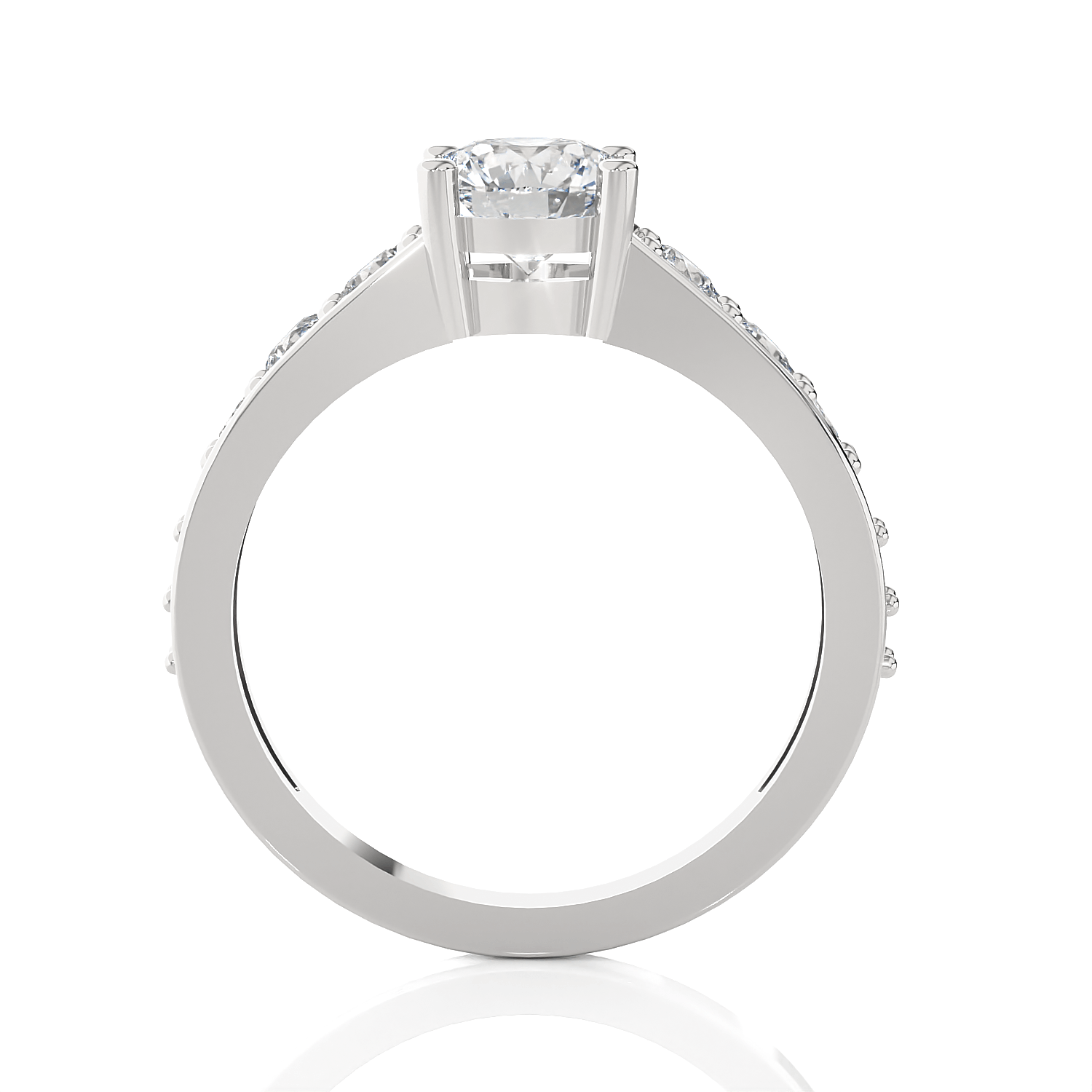 Round Lab Grown Diamond Side Stone Engagement Ring