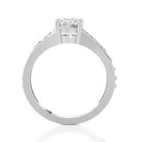 Round Lab Grown Diamond Side Stone Engagement Ring