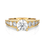 Round Lab Grown Diamond Side Stone Engagement Ring
