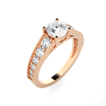 Round Lab Grown Diamond Side Stone Engagement Ring