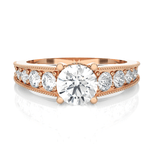 Round Lab Grown Diamond Side Stone Engagement Ring