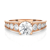 Round Lab Grown Diamond Side Stone Engagement Ring