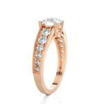 Round Lab Grown Diamond Side Stone Engagement Ring