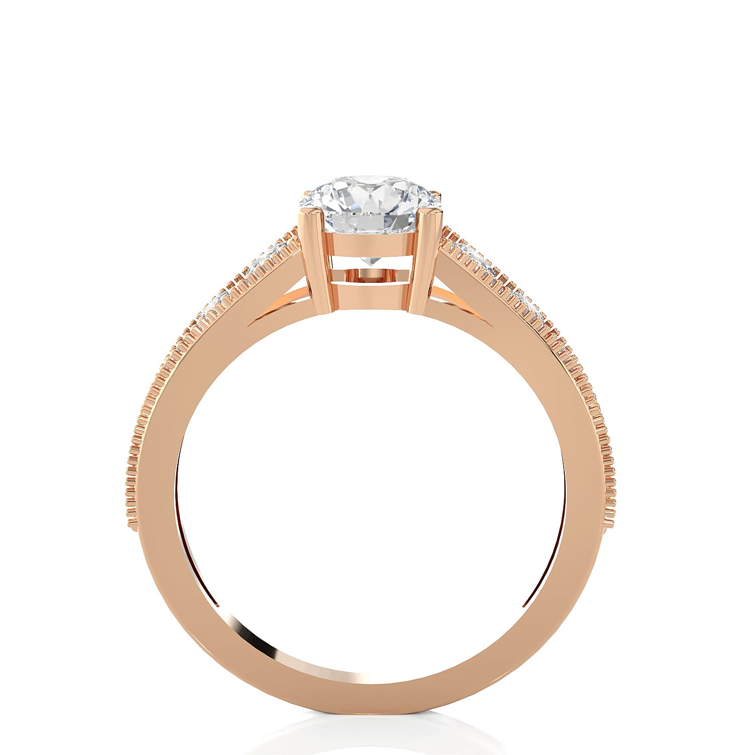 Round Lab Grown Diamond Side Stone Engagement Ring
