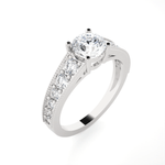 Round Lab Grown Diamond Side Stone Engagement Ring