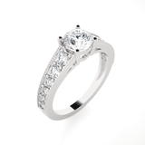 Round Lab Grown Diamond Side Stone Engagement Ring