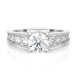Round Lab Grown Diamond Side Stone Engagement Ring