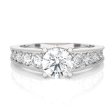 Round Lab Grown Diamond Side Stone Engagement Ring