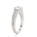 Round Lab Grown Diamond Side Stone Engagement Ring