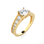 Round Lab Grown Diamond Side Stone Engagement Ring
