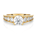 Round Lab Grown Diamond Side Stone Engagement Ring