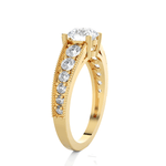 Round Lab Grown Diamond Side Stone Engagement Ring