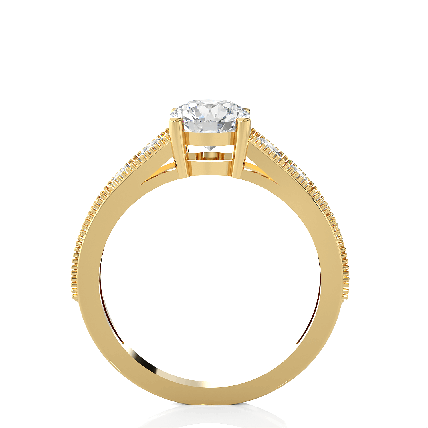 Round Lab Grown Diamond Side Stone Engagement Ring