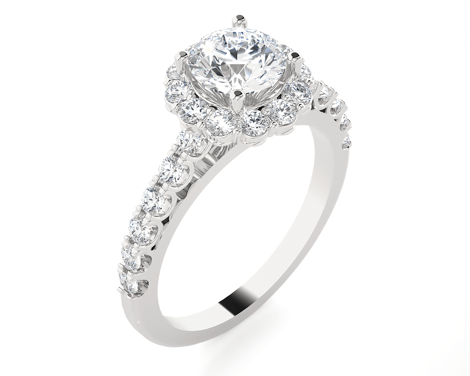 Round Lab Grown Diamond Halo Engagement Ring