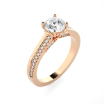 Round Lab Grown Diamond Side Stone Engagement Ring
