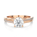 Round Lab Grown Diamond Side Stone Engagement Ring