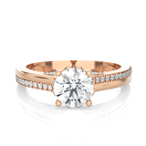 Round Lab Grown Diamond Side Stone Engagement Ring