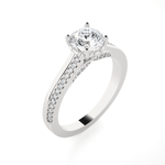 Round Lab Grown Diamond Side Stone Engagement Ring