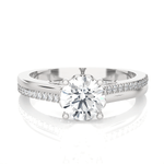 Round Lab Grown Diamond Side Stone Engagement Ring