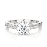 Round Lab Grown Diamond Side Stone Engagement Ring