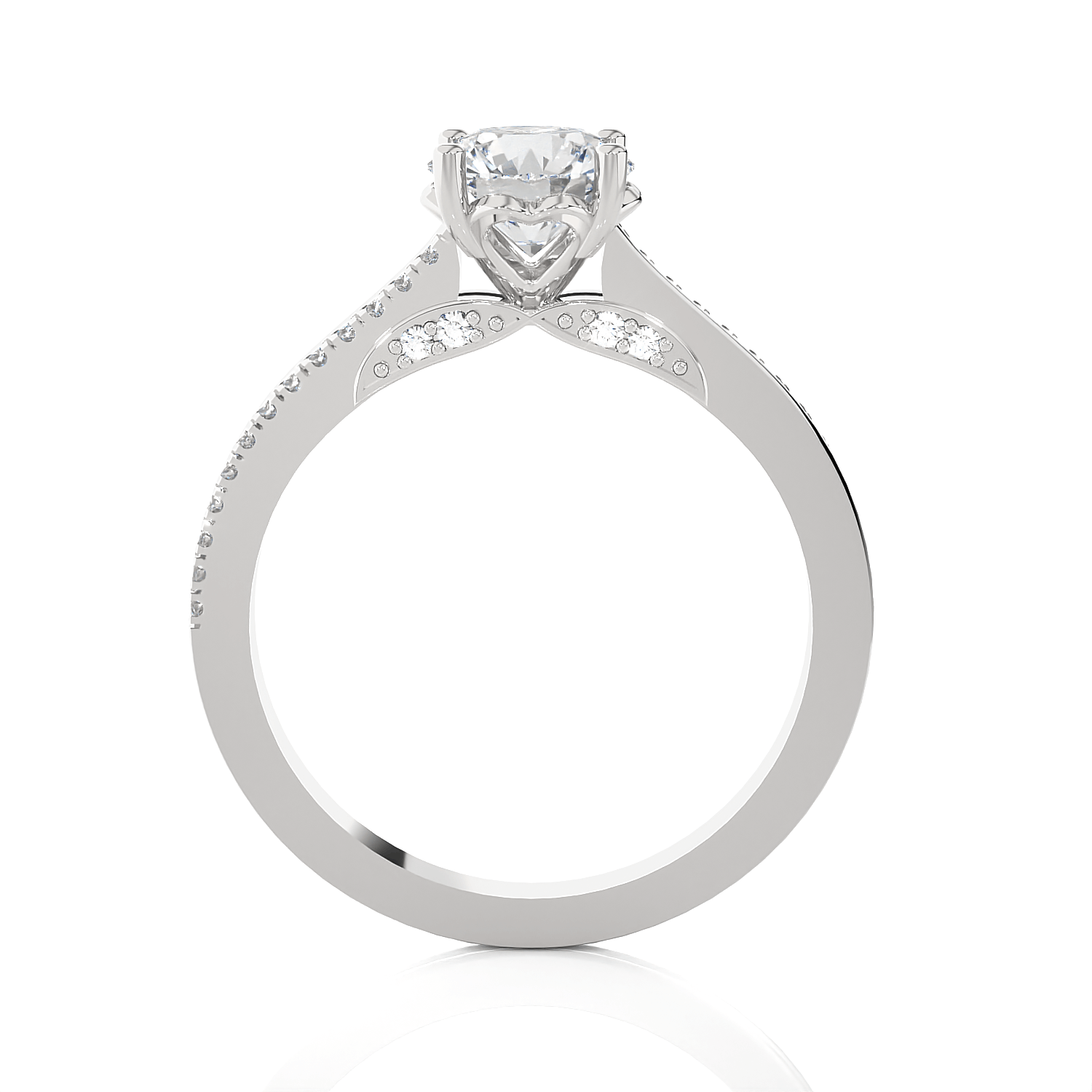Round Lab Grown Diamond Side Stone Engagement Ring