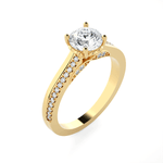 Round Lab Grown Diamond Side Stone Engagement Ring